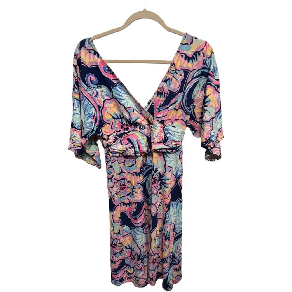 Lilly Pulitzer Parigi Dress Nauti Boho Bateau Flutter Sleeve XS Resort Coastal